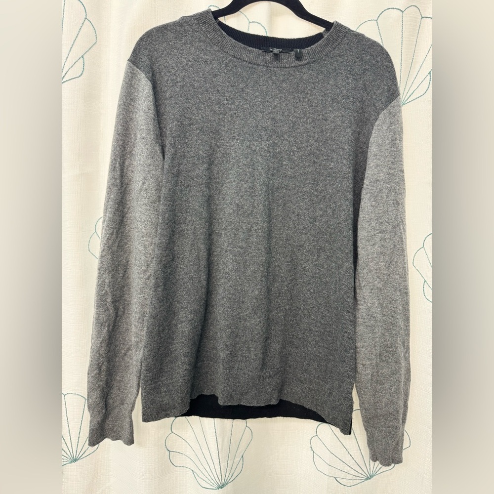 Theory Colorblock Gray Crewneck Sweater